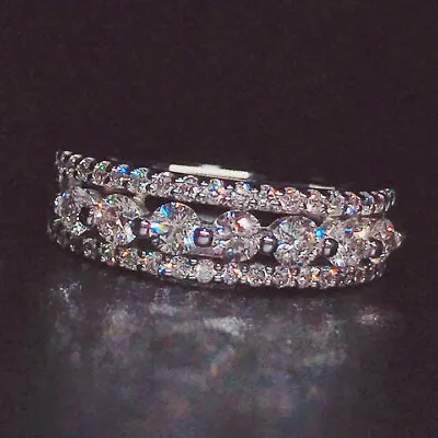 Women Luxury Cubic Zircon Ring 925 Silver Plated Anniversary Jewelry Sz 6-10 • £3.89