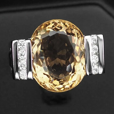 Morganite Peach Orange Oval 11.5Ct. 925 Sterling Silver Rose Gold Ring Size 6.25 • $37.63