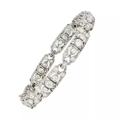 Tiffany & Co. Art Deco 3.36 CTW Diamond Platinum Geometric Antique Line Bracelet • $17150