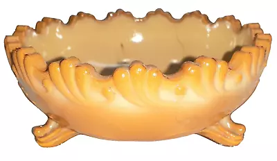 Antique Greentown Chocolate Caramel Slag Glass Three-footed Berry Bowl Perfect • $15.99