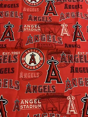 Fat Quarter 18” X 23” MLB LOS ANGELES ANAHEIM ANGELS Red Logo 100% Cotton Fabric • $4