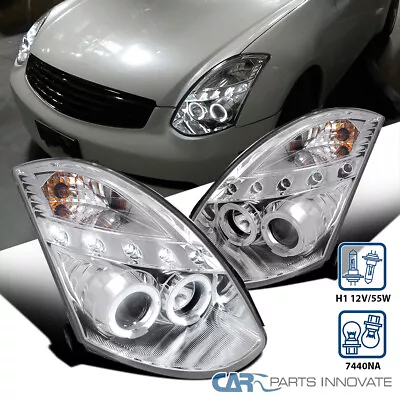 Fits 03-07 Infiniti G35 2Dr Coupe Clear LED Halo Projector Headlights Left+Right • $223.95
