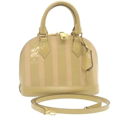 $2180 • Buy LOUIS VUITTON Vernis Rayures Alma BB Hand Bag 2way Beige Pink M90970 Auth Tp210A