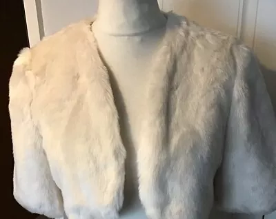 Bnwt Coast Size M Cream Faux Fur Bolero Jacket Rrp £79 Ideal For Cruise/ Wedding • £6.99