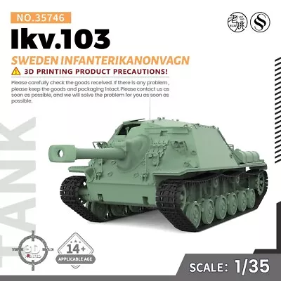 SSMODEL 746 V1.9 1/35 Military Model Kit Sweden Infanterikanonvagn Ikv.103 WWII • $39.99