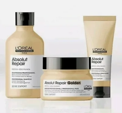 L'oreal Serie Expert Absolut Repair Gold Shampoo Conditioner & GOLDEN Mask • £48.95