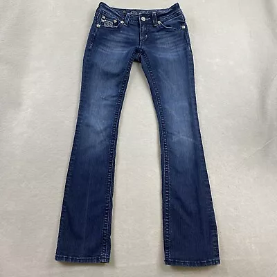 Miss Me Jeans Womens 27 Blue Denim Pants Bootcut Flap Pockets Western Cowgirl • $22.39