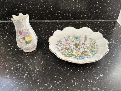 Aynsley Wild Tudor Fine Bone China Small Dish & Bud Vase Fundraising For Animals • £15