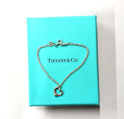 Tiffany & Co. Elsa Peretti Open Heart Bracelet 925 Sterling Silver 7.08  W/ Box • $194.40