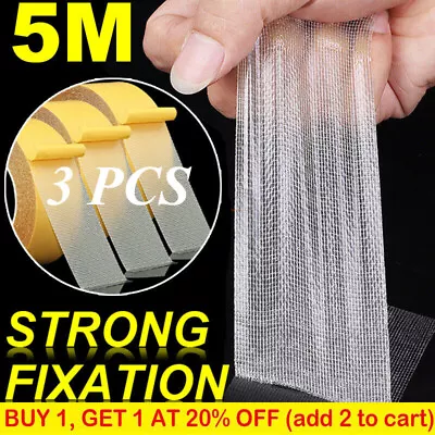  Super Strong Adhesive Double-sided Gauze Fiber Mesh Tape Waterproof Removable • $8.99