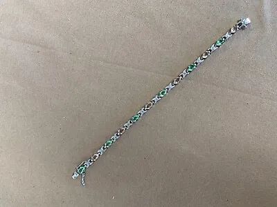 Sterling Silver Pink & Green Stone Tennis Bracelet 6.75  • $39