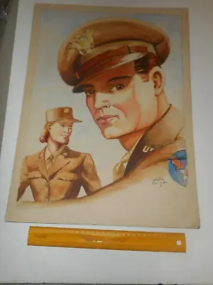 WW2 Original Watercolor Illustration Sgt ARSHAG RUSTIGIAN 295 Military Police Co • $325