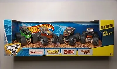 Hot Wheels Monster Jam Tour Favorites Set 1 Grave Digger MaxD Zombie Captain • $29.99