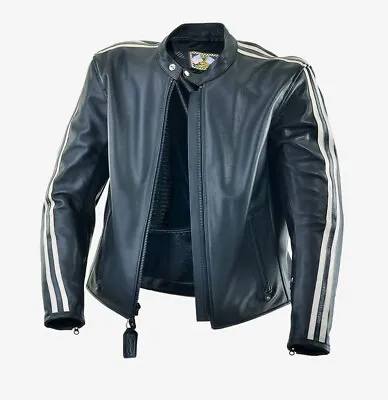 Vanson Leather Jacket Drifter 2. Firenze Black. Bone Stripes Fits XXL And XXXL • $290