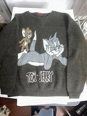 Iceberg Tom & Jerry Polyester Acrylic Knit Sweater VTG 90 Cartoon Italy Sz XL • $125