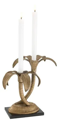 £407.03 • Buy Casa Padrino Luxury Double Palm Candle Holder Design Vintage Brass 