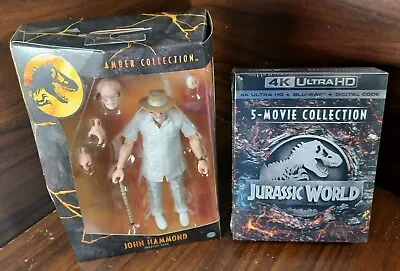 Jurassic World 5 Movies (4K+Blu-ray-No Digital)+John Hammond Figure-Free S&H! • $82.19