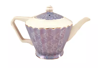 Vintage Blue/Violet & White Ceramic Lusterware Teapot -  6  • $24