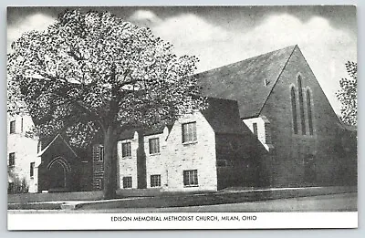 Milan Ohio~Thomas Edison Memorial Methodist Church~Nice Shade Tree~1950s B&W • $6.50