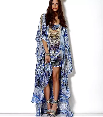 Camilla Secrets Of The Sea Silk Mini Dress Long Overlay Size 3 AU 14 US 10-SS15 • $295