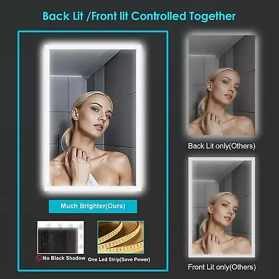 Bathroom Vanity Mirror Dimmable Touch Button Wall Mounted Vanity Mirror W/ Light • $61.36