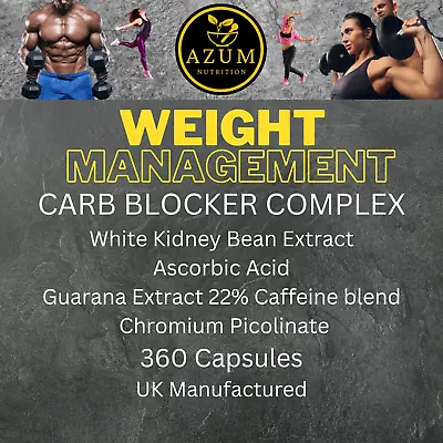 AZUM CARB BLOCKER COMPLEX White Kidney Bean Vit C Guarana &  Chromium 360 Caps • £19.95