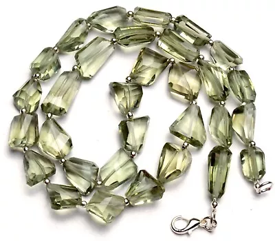 Green Amethyst Prasiolite Gem 12 To 14 Mm Size Faceted Nugget Beads Necklace 19  • $28