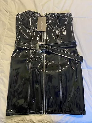 Vinyl PVC Latex Dress.  Black.  New With Tags.  Large US Size 8.  Quality PVC! • $29.99