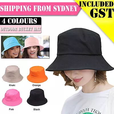 Women Men Bucket Hat Unisex Cap Cotton Fishing Hiking Camping Outdoor Sun Beach • $6.69