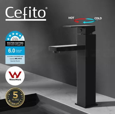 Cefito Bathroom Basin Mixer Tap Laundry Faucet Sink Swivel Black • $74.95