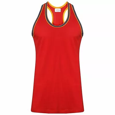 Mens Muscle Gym Vest Racer Back Tank  T-Shirt Vests Training Top Fit 100% Cotton • £3.99
