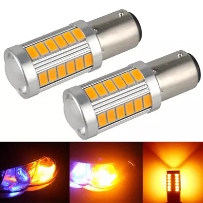 2pcs BRAKE STOP 1157 P21/5W TAIL LIGHT BULBS LED SUPER BRIGHT BAY15 Amber ERROR • $9.69