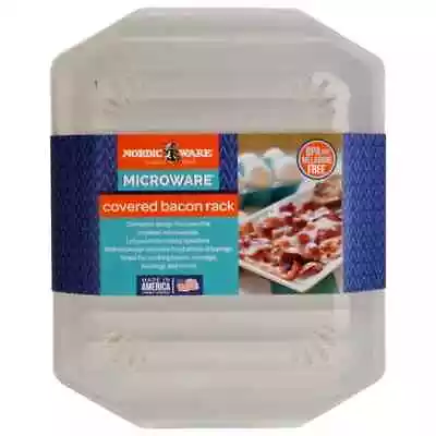 Nordic Ware Microwave Safe Covered Bacon Rack With Lid White 60117W -Free Ship • $9.65