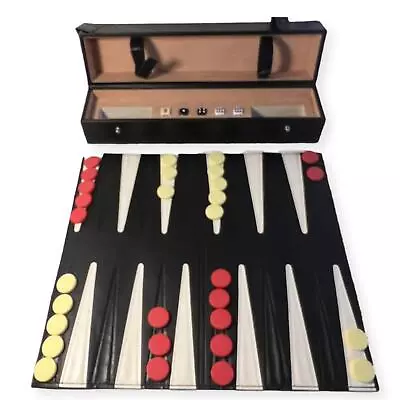 Large Travel Backgammon Set In PU Case | Fold-out Leather 38cm Board  • £51