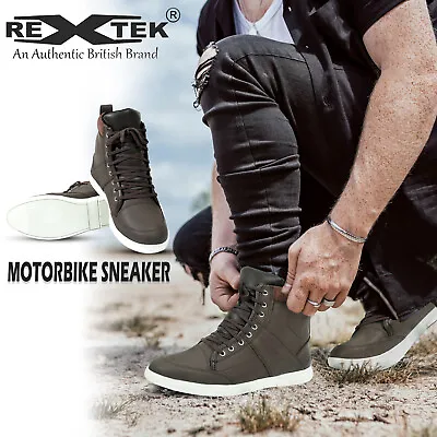Mens Casual Leather Waterproof Motorcycle Shoes Motorbike Racing Boots Size UK • £48.99