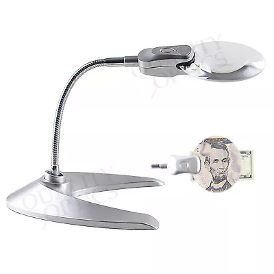 Led Illuminated Magnifying Glass Work Desk Bench Top Magnifier Lamp Cordless  • $19.99