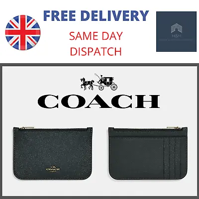 £39.99 • Buy NWT - Genuine Women's Coach Zip Leather Card Case – Black - RRP: £60