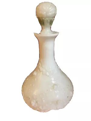 Antique Large Milk Glass Vanity Bottle- Raised Floral Design 10  • $19.95