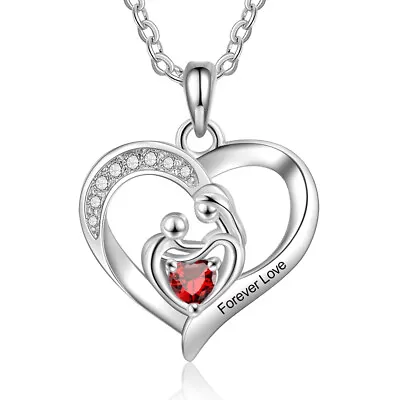 Personalized Women Birthstone Necklace Heart Mother Baby Jewelry Christmas Gift • $14.99