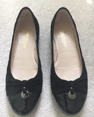 Russell & Bromley CHARMING Black Suede Ballerina Flat Pumps Size 6UK (EUR39) • £110