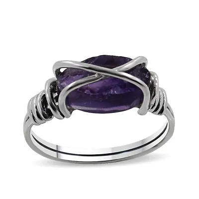 Natural Raw Amethyst Wire Wrapped Ring In 925 Sterling Silver Handmade Jewelry • $25.49