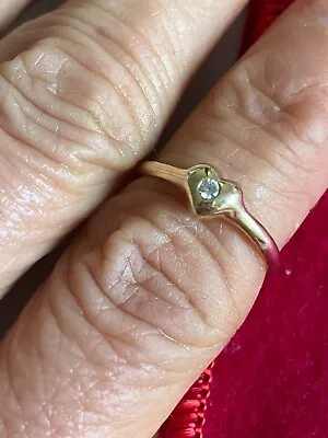 Me & Ro 10K Gold Heart Ring Tiny Diamond Size 5.5 • $250