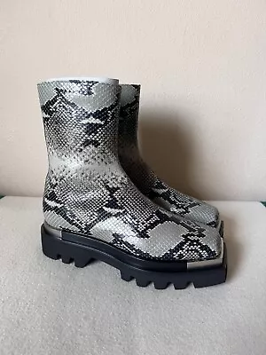 Peter Do Leather Combat Boots With Metal Tips - Size 41 - Grey Python - New Mens • $600