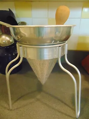 VTG Aluminum Tomato Fruit Strainer Colander Sieve W/stand And Wooden Pestle • $20