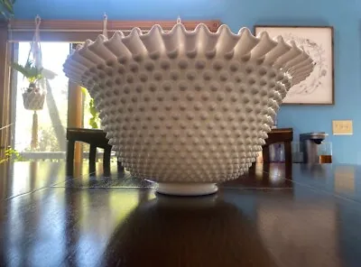 Very Rare Fenton Milk Glass Hobnail Punch Bowl • $400