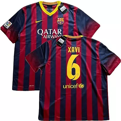 2013/14 Barcelona Home Jersey #6 XAVI HERNANDEZ 2XL Nike Soccer Football NEW • $160