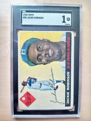 1955 Topps Jackie Robinson #50 SGC 1 HOF Brooklyn Dodgers Baseball Card • $415.99