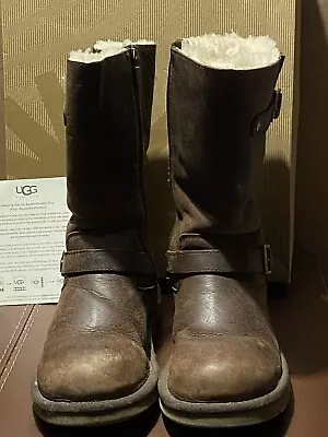 UGG Australia Kensington Ladies Sheepskin Boots Brown Leather UK 2 EU 33 US 3 • £18
