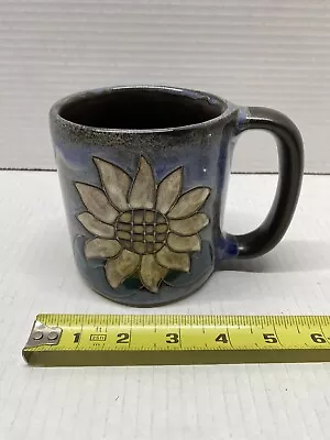 Design By Mara Mexico Sunflower Stoneware Blue Jumbo Mug 16 Oz. Great Handle! • $16