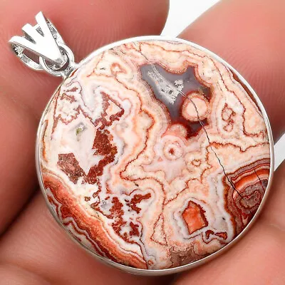 Natural Laguna Lace Agate - Mexican 925 Sterling Silver Pendant Jewelry P-1001 • $16.99